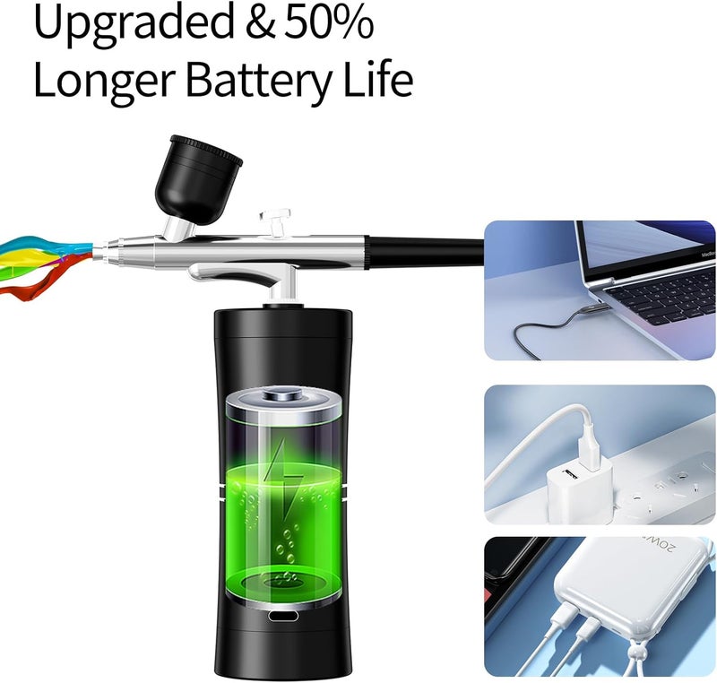 CBVCBV Airbrush Kit Portable Airbrush Air Brush Kit with Air Compressor Airbrush for Nails Airbrush Compressor High Pressure Nail Airbrush Machine Handheld Mini Air Brush Kit (Black) - Image 5